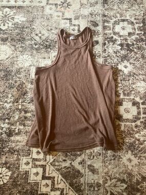 Free People Ribbed Brown High-Neck Tank oversized